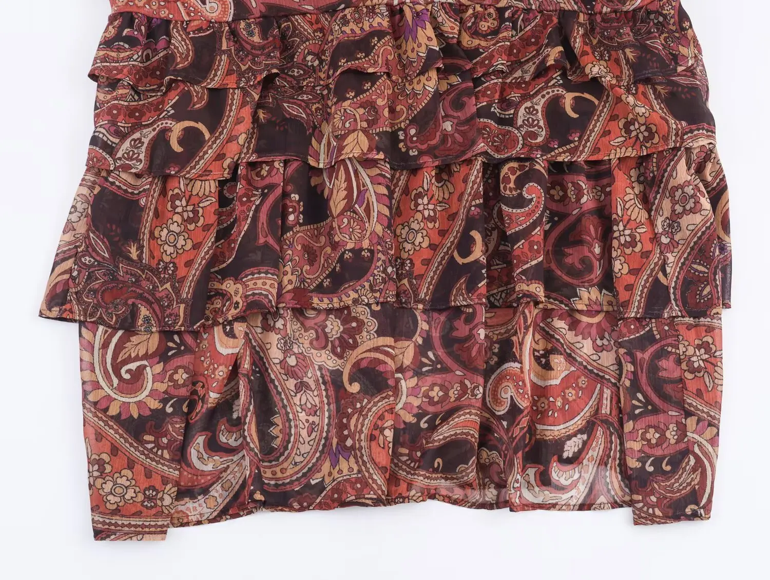 Primavera Autunno Increspature larghe Abiti in chiffon vintage Donna Stampato floreale Boho Beach Maxi abito Robe Abiti casual a maniche lunghe