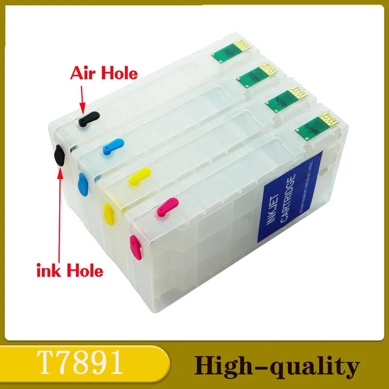 4PCS T7891-T7894 Refillable Ink Cartridge for EPSON WF-5110 5190 5620 5690 printer with ARC chip T7891 T7892 T7893 T7894 T7901