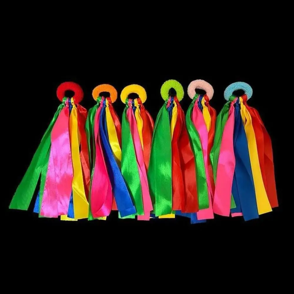 Elastic Rope Children's Wrist Ribbon Big Match Pom Team Sports Design Cheerleader Hand Flowers Dance Props Multicolored