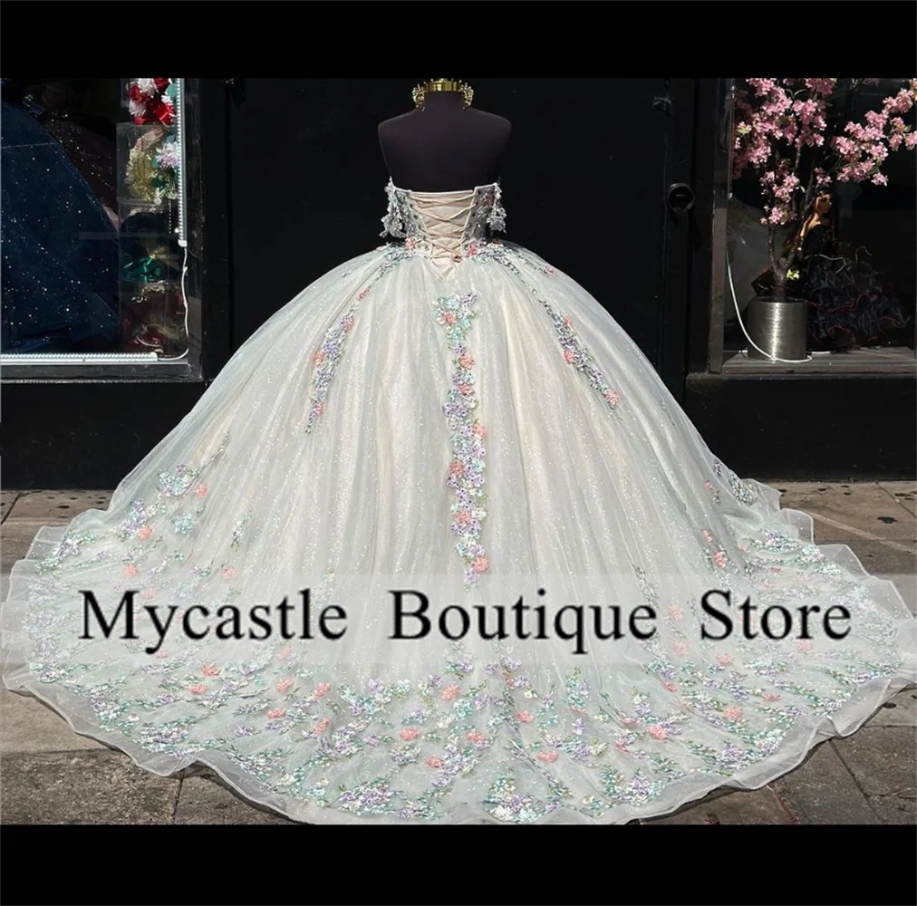 Green Ball Gown Quinceanera Dresses 2024 Appliques Sweetheart 3D Floral Sweet 16 Dress Birthday Dress Vestidos De Quinceañera