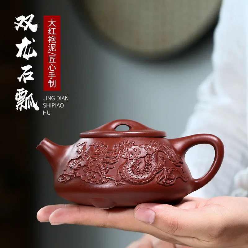 2026 Yixing Original ore Dahongpao, famoso tetero de arcilla púrpura hecho a mano con cuchara de piedra Ssangyong para té