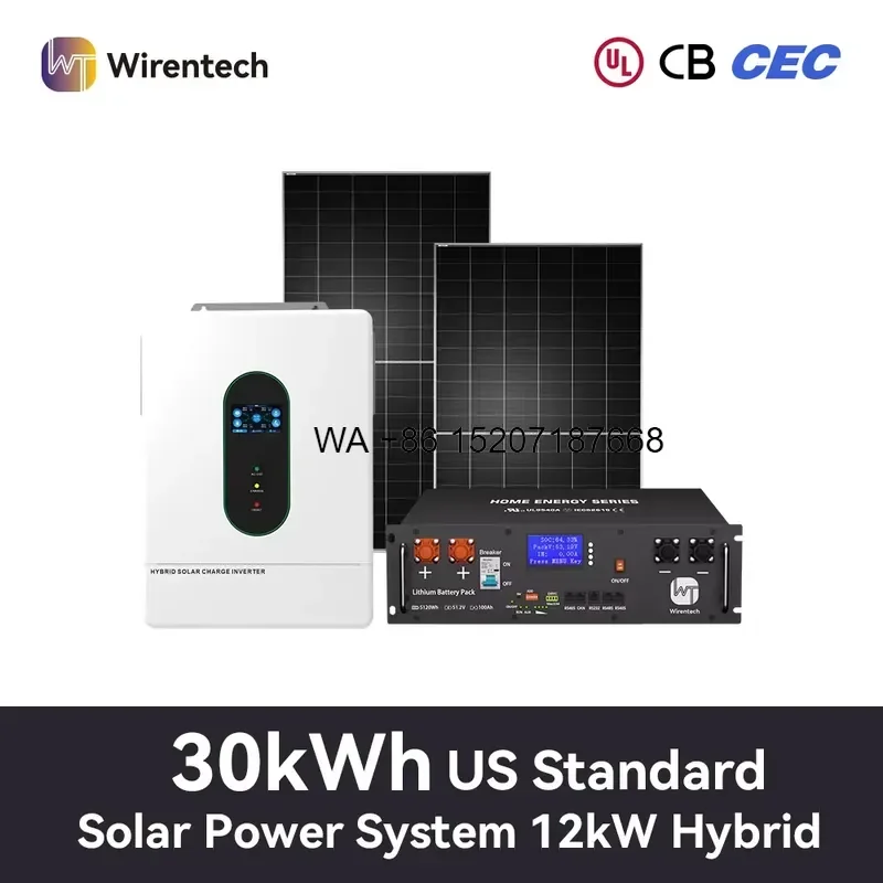 Wmwmnu 12kW Solar Power Home System Whole House Solar Energy Storage System With Battery for Residential Use