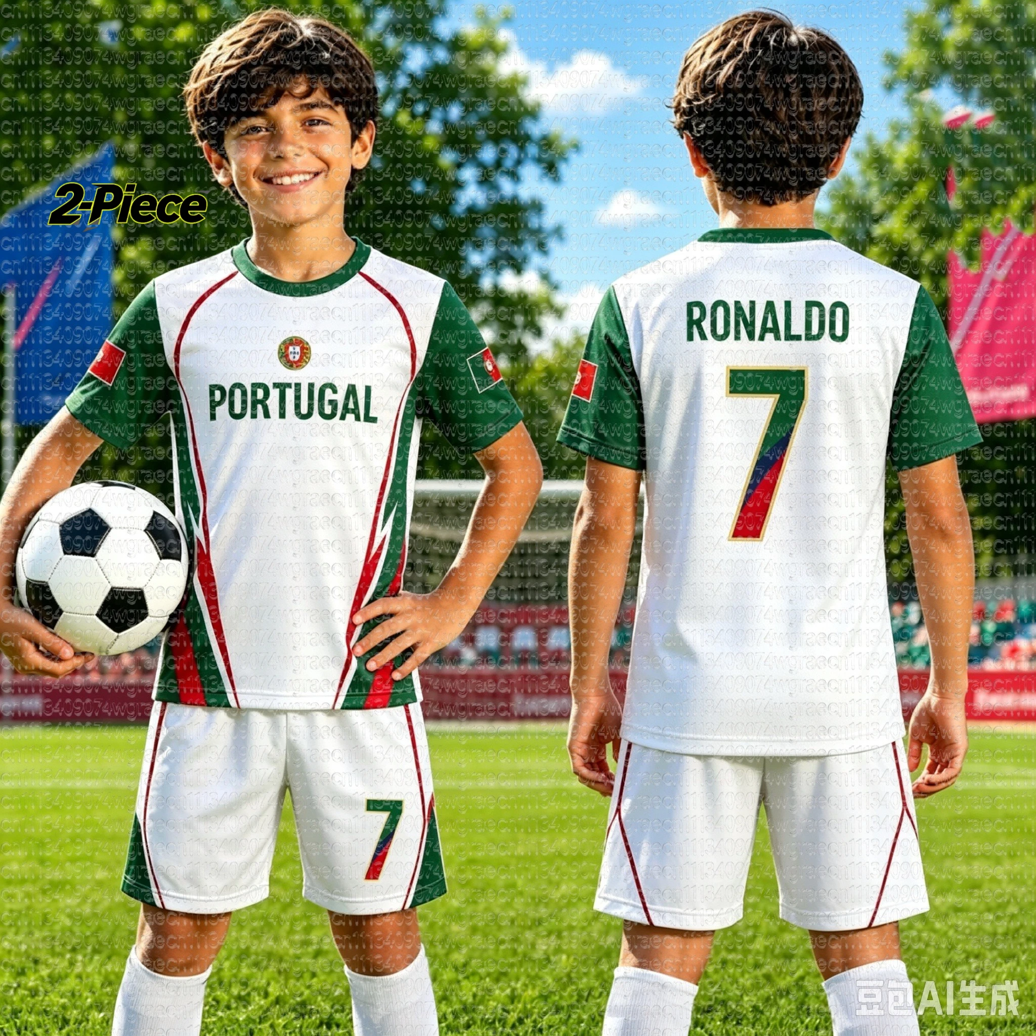 2026 Spezial Nr. 7 Ronaldo Fan Fußballtrikot und Shorts Set für Damen, Herren und Kinder – Portugal Fan-Outfit für den Sommer, 2-teiliges Set – Detail 8