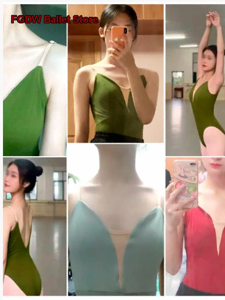 Women's Art Exam Spaghetti Strap Body Suit Ballet Leotard Basic Training Practice Leotard High Cut Professional Gymnastics Leota