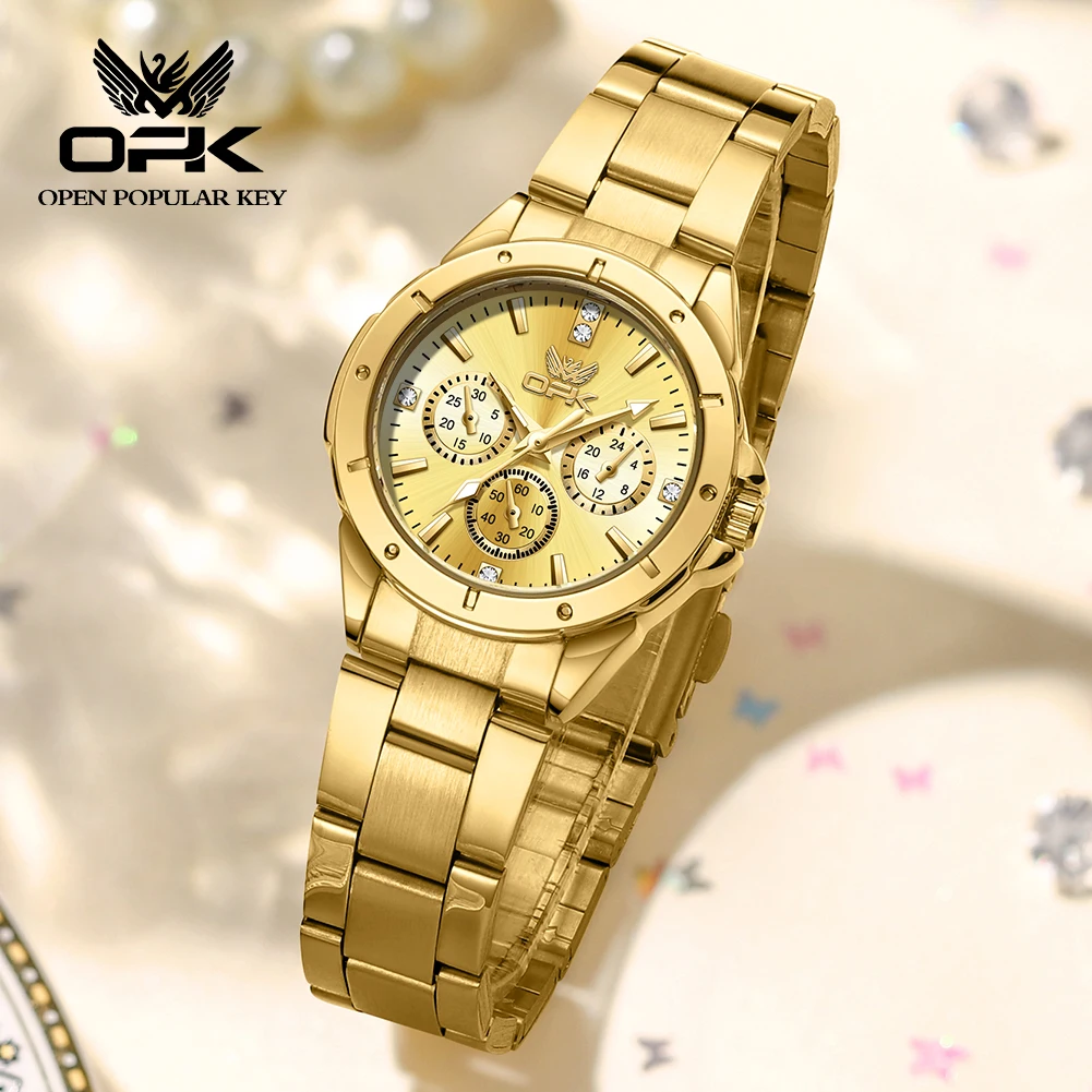 OPK 6001 Quartz Watch for Women Waterproof Luminous Chronograph Ladies Wristwatch Business Women\'s Watches reloj para mujer