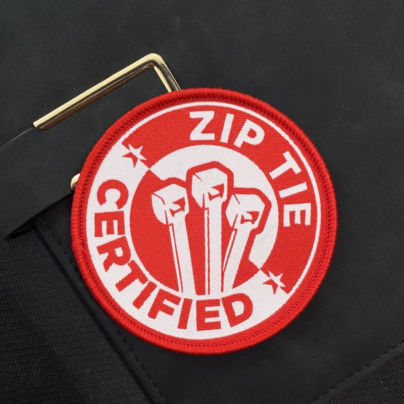 Red Zip Tie Certified Tactical Morality Patches for Clothes Embroidery Hook&Loop Emblem Morale Badge Armband Backpack Stickers