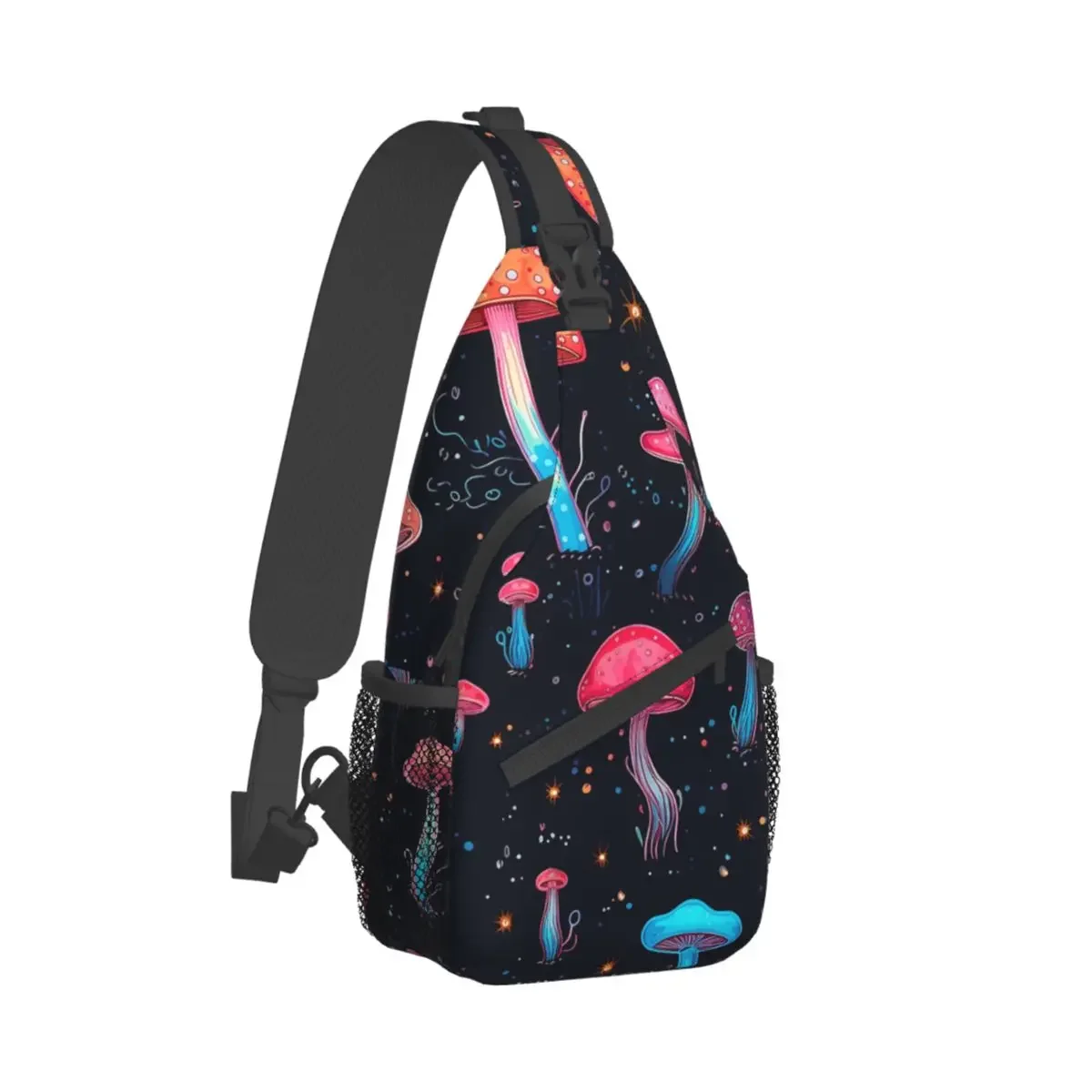 

Psychedelic Pattern Crossbody Bag Sports Mushrooms On The Space Chest Bag Unisex Women Man Fashion Shoulder Backpacks Travel