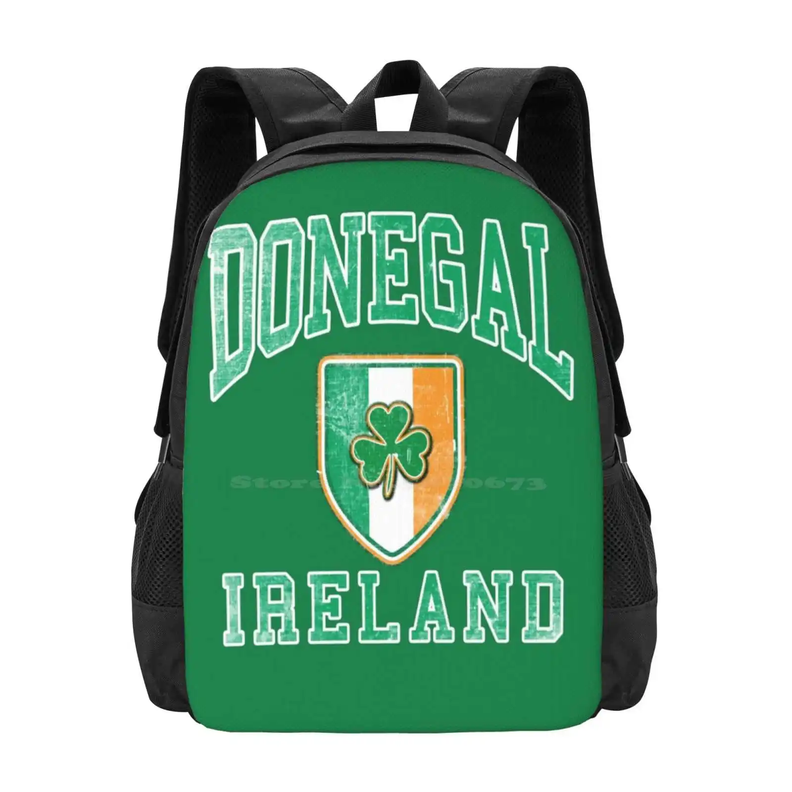 

Donegal, Ireland With Shamrock Hot Sale Schoolbag Backpack Fashion Bags Cities In Ireland Town In Ireland Irish Geography Irish