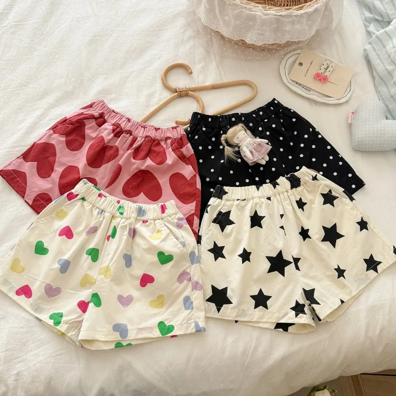 Girls Shorts Summer Casual Shorts for Children Elastic Waist Cute Pattern Kids Short Pants for Toddler Baby Outfits Clothing 2-8