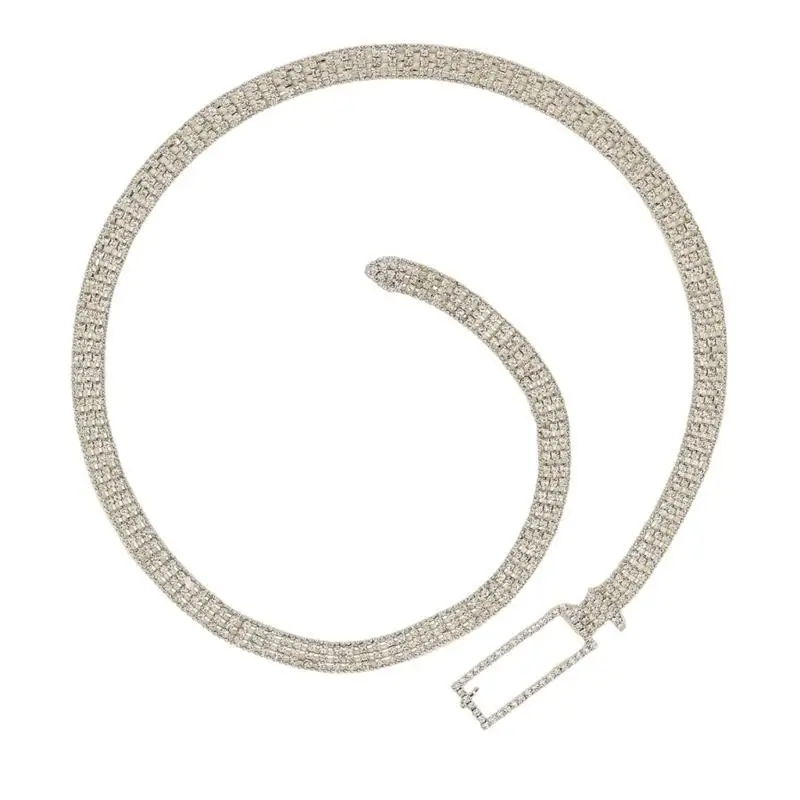 A52E Women Shimmering Rhinestones Talia Łańcuch Cyrkon Inkrustowany Łańcuch taneczny dla żeńskich dżinsów w talii