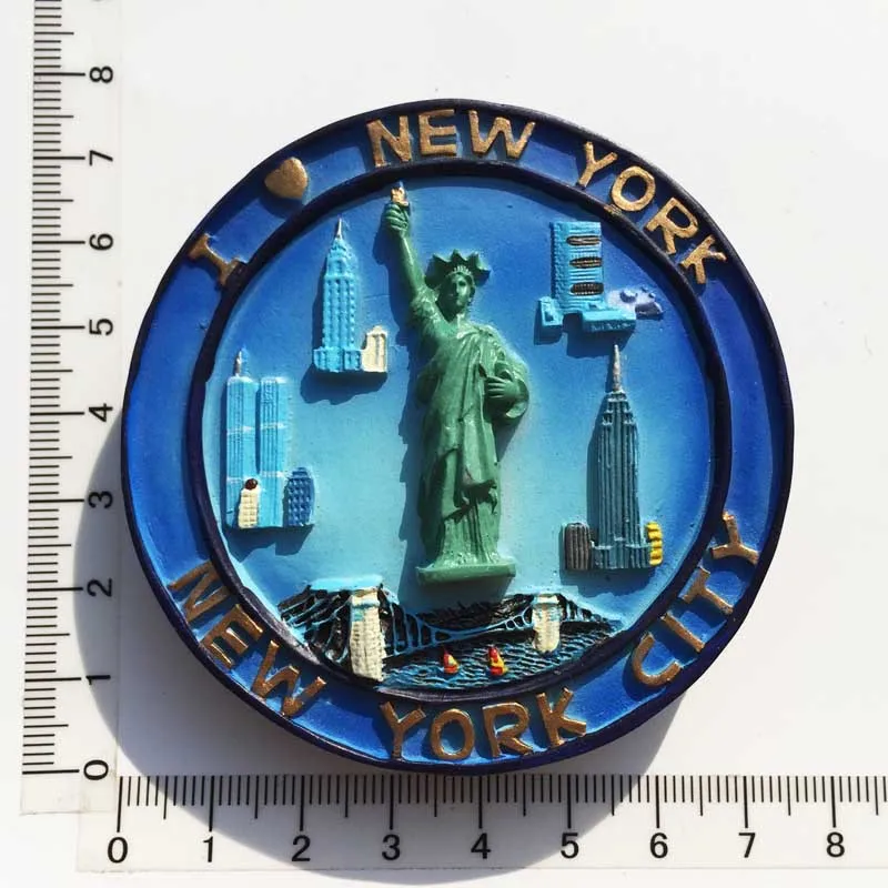 New  United States New York Humanities Landscape Tourism Souvenir Fridge Magnets Resin Hand Painted Magnet Refrigerator Sticker