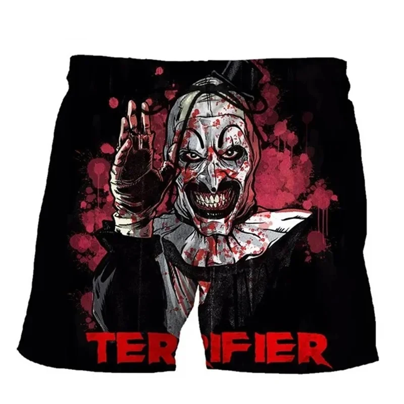 Terrifier 2 Horror Movie 3D Print Beach Shorts Men's Hip Hop Oversized Surfing Board Sport Pants Swimsuits Trunks Kids Clothing