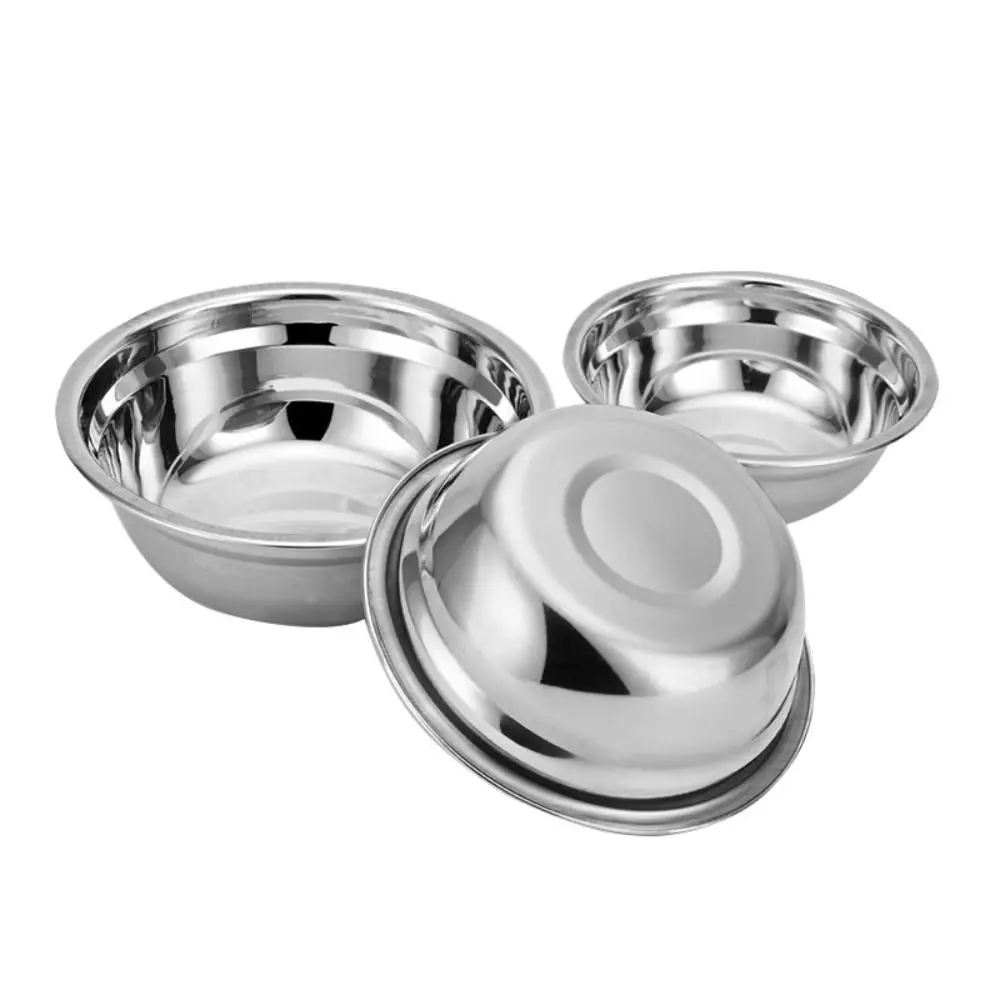 New Round Stainless Steel Bowls Thicken Multiple Sizes Soup Bowl Baking Kneading Bowl