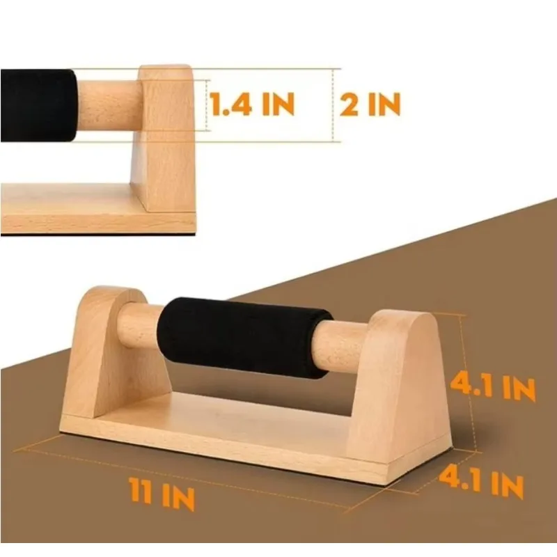 

Wooden Push-Up Stand Handles Home Fitness Exercise Base Bar