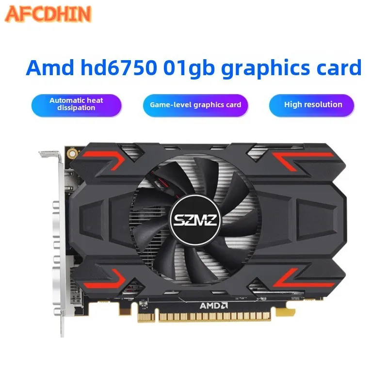 Видеокарта AMD HD6750 1 ГБ, игровая, офисная, одинарный вентилятор, автоматическое охлаждение, интерфейс высокой четкости с VGA