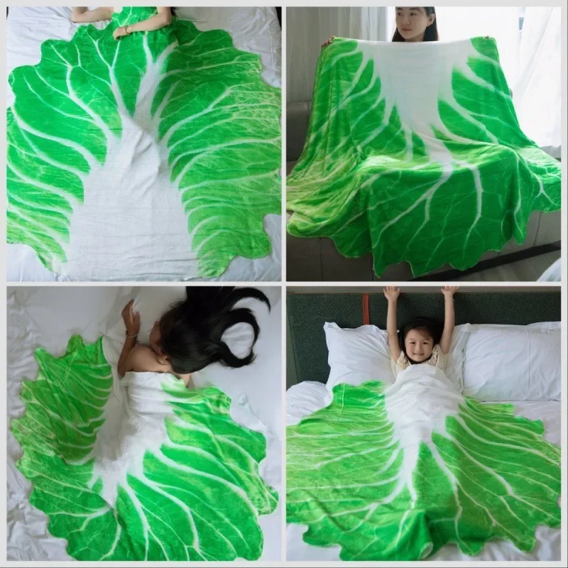 Kooldeken Microfiber beddengoed Creatieve uitstraling Leuke groentedeken Pluche zachte dutjedeken voor gezellig decor Thuisbank