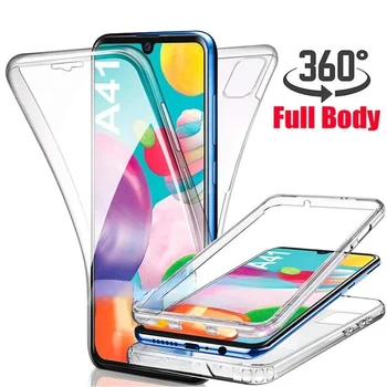 360 ° temizle çift katmanlı telefon kılıfı için Samsung Galaxy Samsung A51 A71 Samsung A21S M31S M30S M31 A53 A54 5G A33 A34 A24 A25 tam vücut vaka