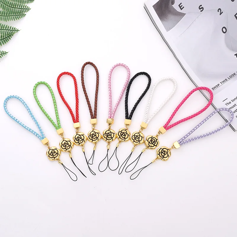 New Xiaoxiangfeng Plum Blossom Phone Chain Vintage Flower Phone Rope Leather Weaving Rope Phone Hanging Rope