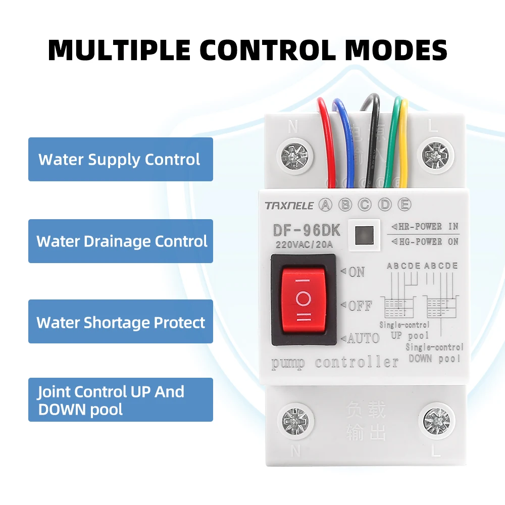 DF-96D / DF-96DK Wasserstandsregler 20A 220V – Mit 3 Sensoren (2m) & Pumpensteuerung – Für Wassertanks & Brunnen