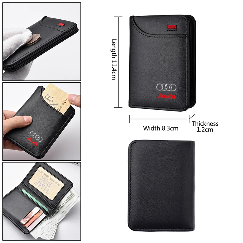 

Leather Car Emblems Thin Wallets Card Documents Storage Pocket For Audi A4 B5 B6 B7 B8 B9 A3 8P 8V 8L A5 A6 C6 C5 C7 4F A1 A7 A8