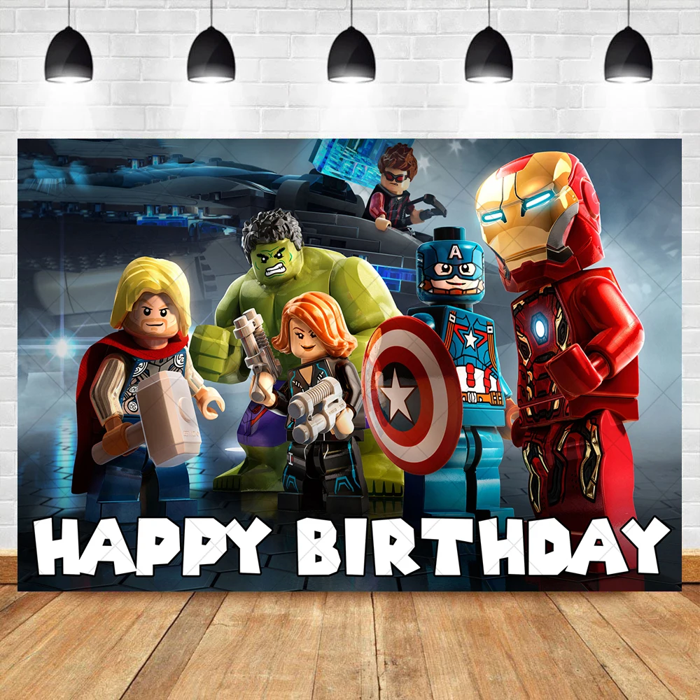 Cartoon Marvel Superhero Backdrops Custom Banner Avengers Theme Birthday Photography Poster Studio Wall Decoration Background