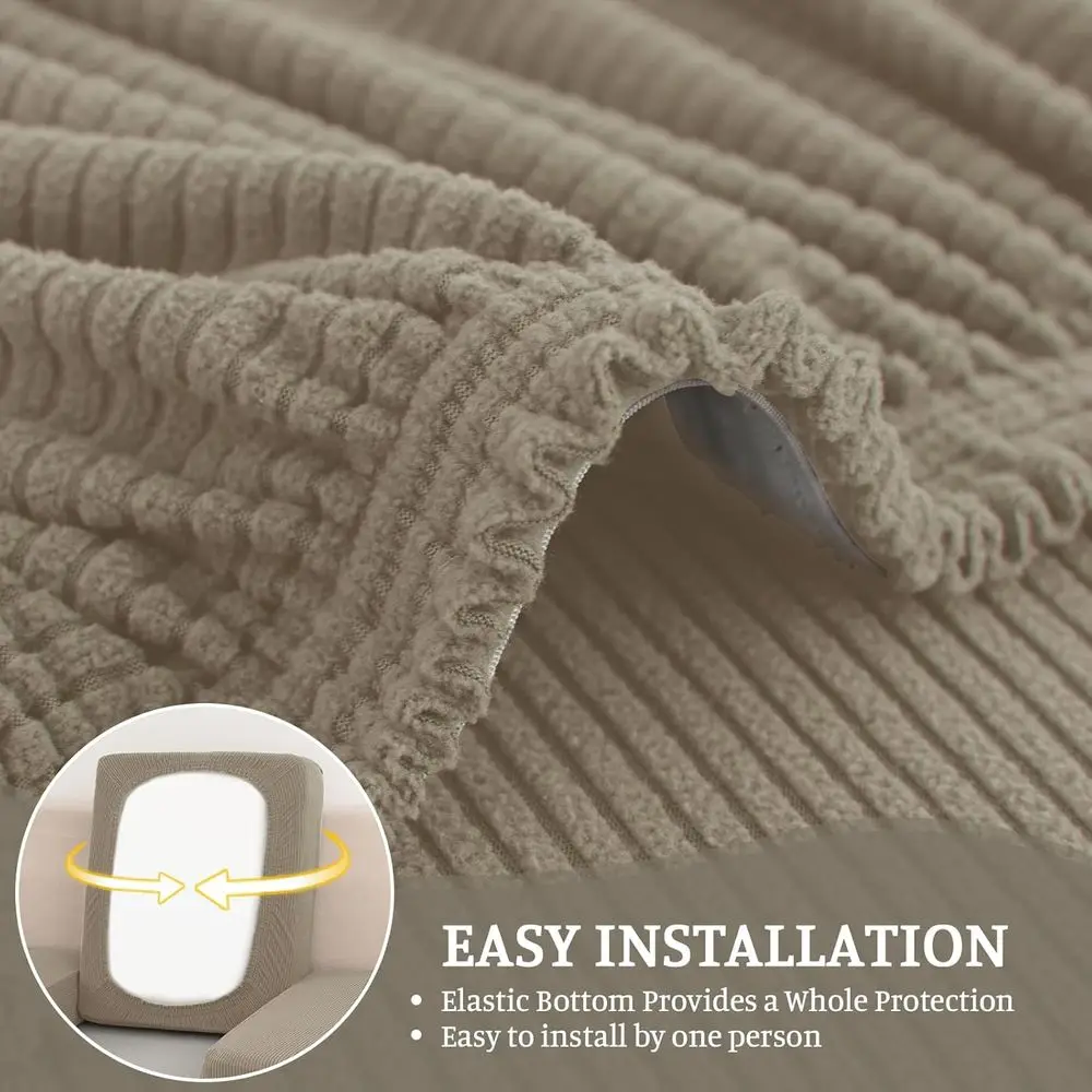 Zmywalny 4-częściowy pokrowiec na sofę w kształcie litery L z poszewkami na poduszki, khaki