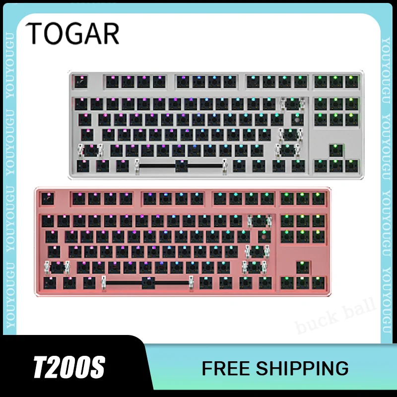 

TOGAR T200s Gaming Mechanical Keyboard Kits 3Mode Wireless Bluetooth Keyboards RGB Hot-Swap 87/104 Keys Customized Keyboard Kit