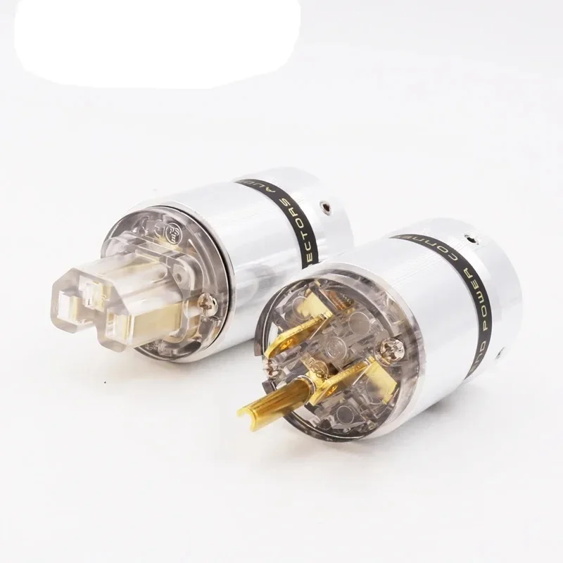High Quality Aluminum 24K Gold Plated Schuko Power Connector IEC Female Plug for Audio Power Cable 10mm - 21mm