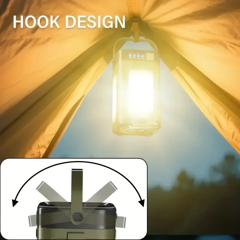 Solar Camping Light, Rechargeable COB LED Tent Lantern with Powerful Spotlight, Portable Outdoor Lamp for Camping Hiking Hunting - view 3