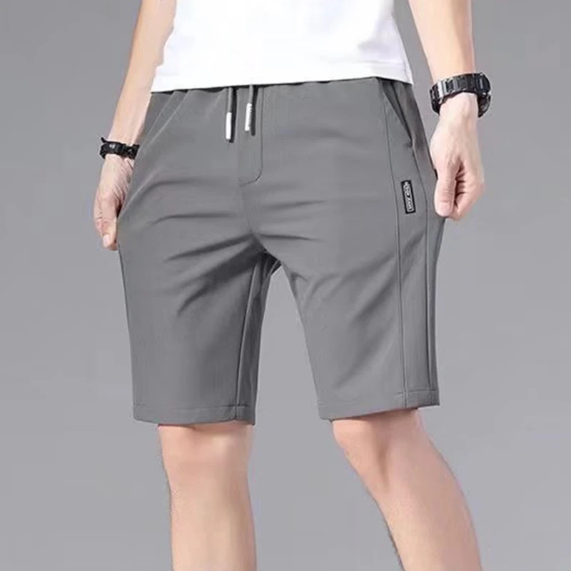 Zomer Heren Sport Shorts Effen Kleur Straight Patroon Losse Soort Elastische Taille Trekkoord Casual Shorts Jogging Broek