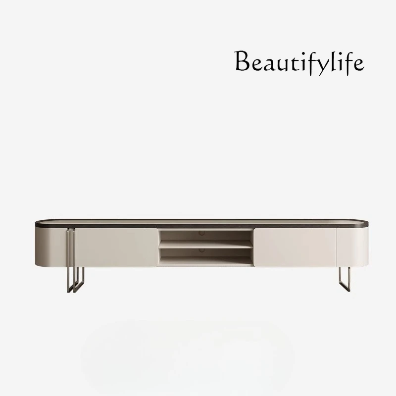 

French marble TV cabinet living room home light luxury high-end storage locker integrated
