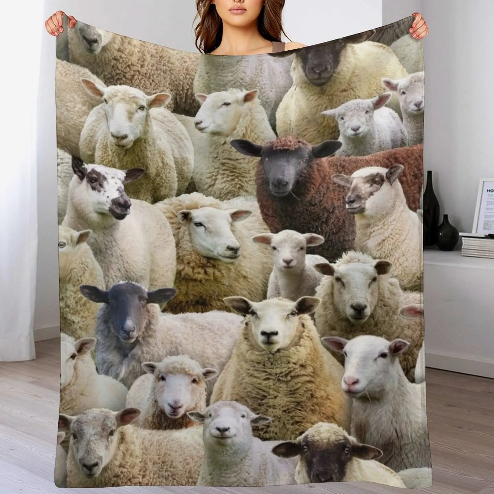 

sheep image Throw Blanket Soft Warm Blanket Gift for Grandparents