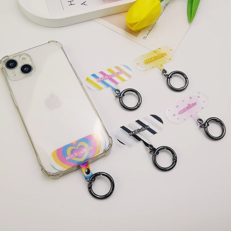 2023 New Transparent Card Strip Patch Strap Clip Mobile Phone Strap Clip Universal Stripe Color Strip Love Phone Case Fixed Card