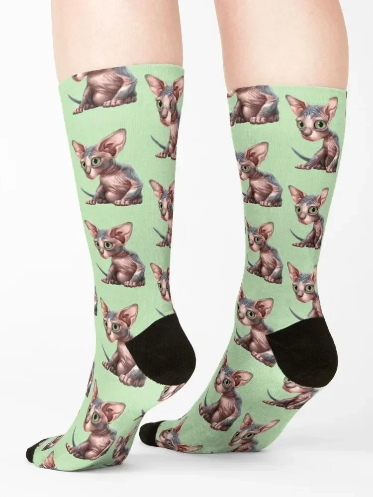 Cat-a-clysm: Sphynx kitten - Classic Socks hockey tennis aesthetic short Boy Child Socks Women's