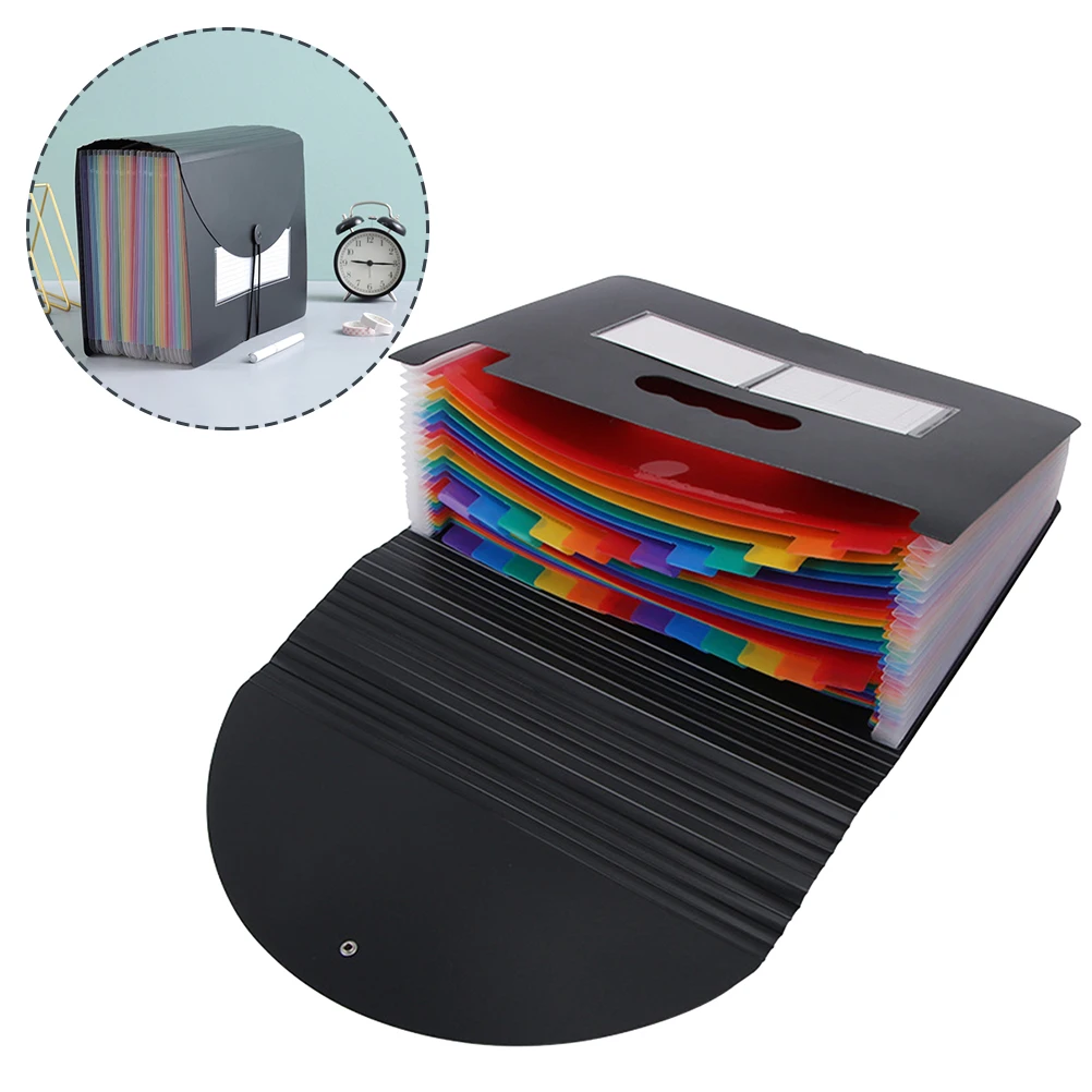 

Rainbow Organ Storage Bag Home File Organizer Office Supply Document Manager Compact Folder Plastic Clear
