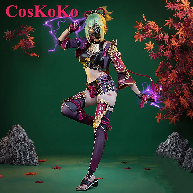 CosKoKo Kuki Shinobu Cosplay Costume Game Genshin Impact Sweet Elegant Combat Uniform Women Halloween Party Role Play Clothing