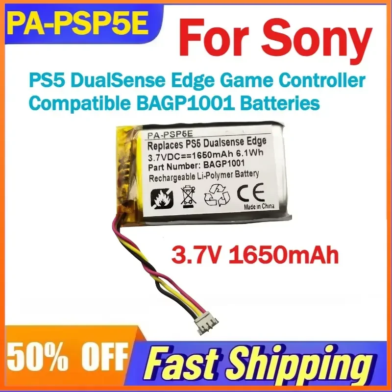 3.7V 1650mAh PA-PSP5E Li-Ion Battery for Sony PS5 DualSense Edge Game Controller Compatible BAGP1001 Batteries