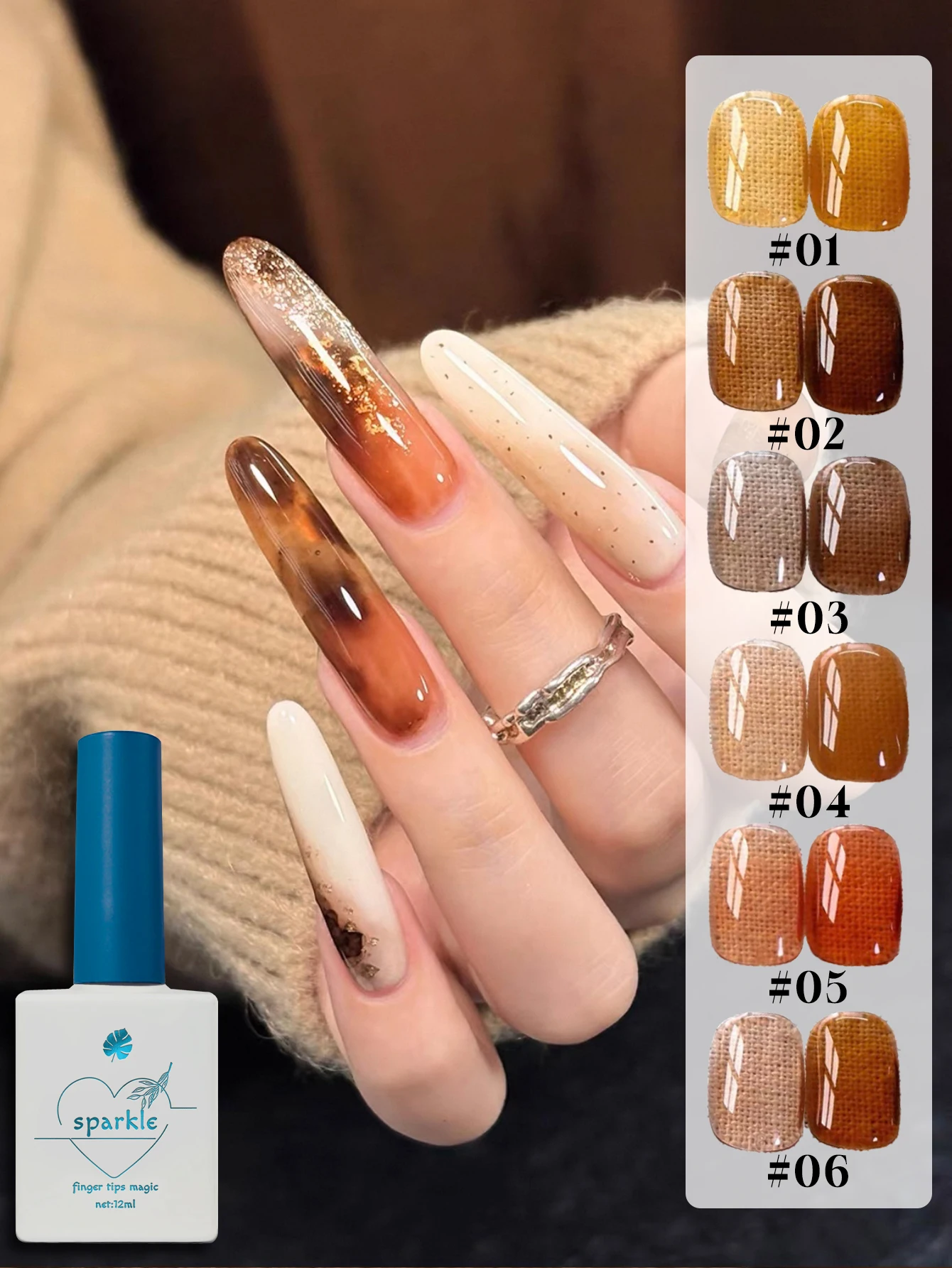 1/6PCS Bernstein Gel Nagellack Set, Herbst Beliebte Farbe Gel Lack Nagel Kit, Soak Off UV/LED Gel Polnisch, Für Home Salon Nail Art