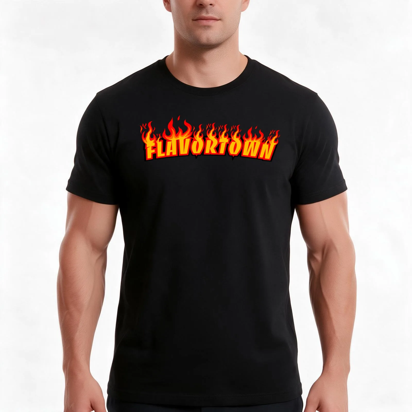 Flavortown : Guy Fieri Flames T-Shirt Summer Casual Cotton Tee Oversized Streetwear Tops Vintage Graphic Print 100% Cotton