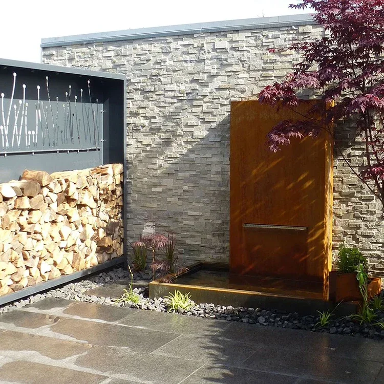 

#For Garden furniture waterfall corten steel rusting red water fountain