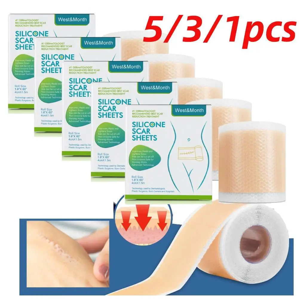 5/3/1pcs 150CM Silicone Scar Sheets Skin Repair Patch Removal Self-Adhesive Stretch Mark Tape Therapy Patch Burn Acne Scar Skin