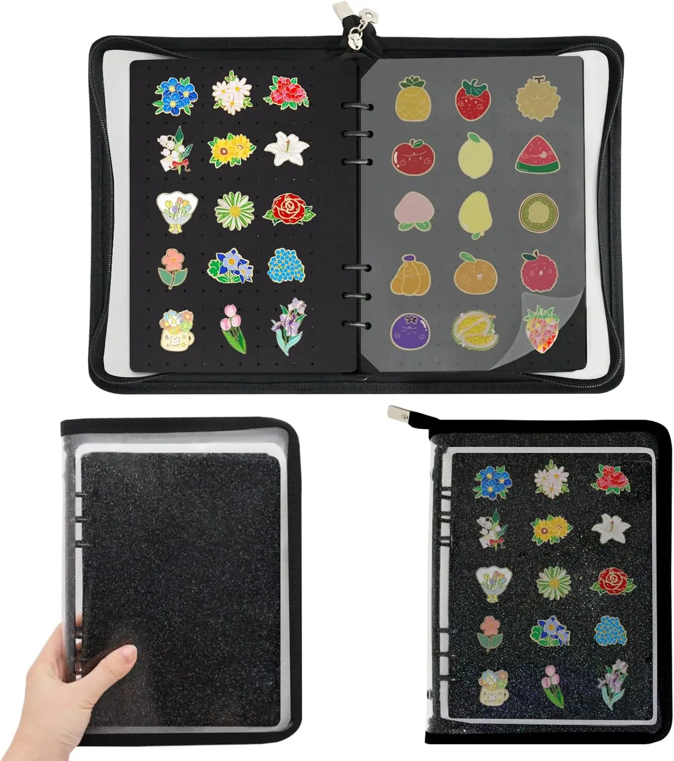NewPin Display Book Enamel Pin Collection Holder Trading Book with 6-Page Display Boards A5 Brooch Pin Storage Organizer Binder