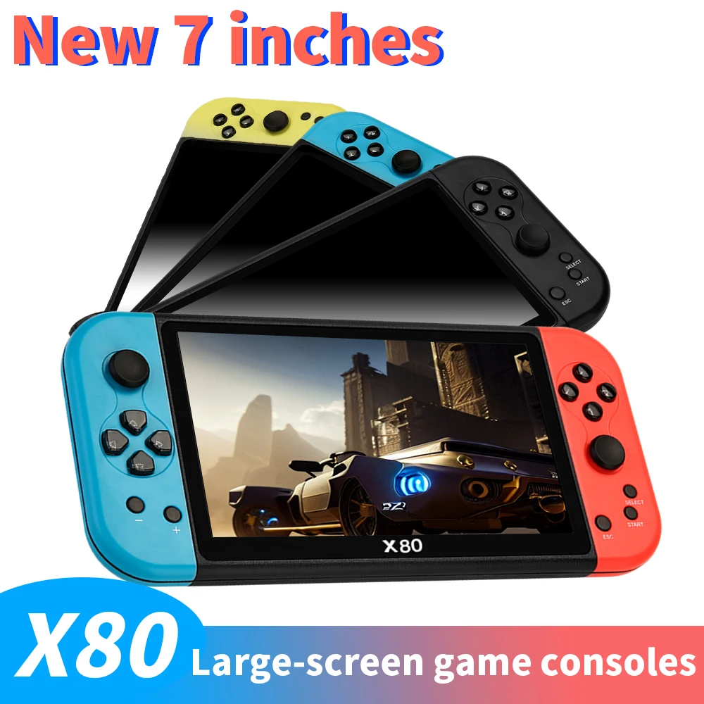 NEW X80 Portable Game Console 7-inch HD Large Screen Arcade PS1 Emulator Multi-function Nostalgia Classic PSP Handheld Game