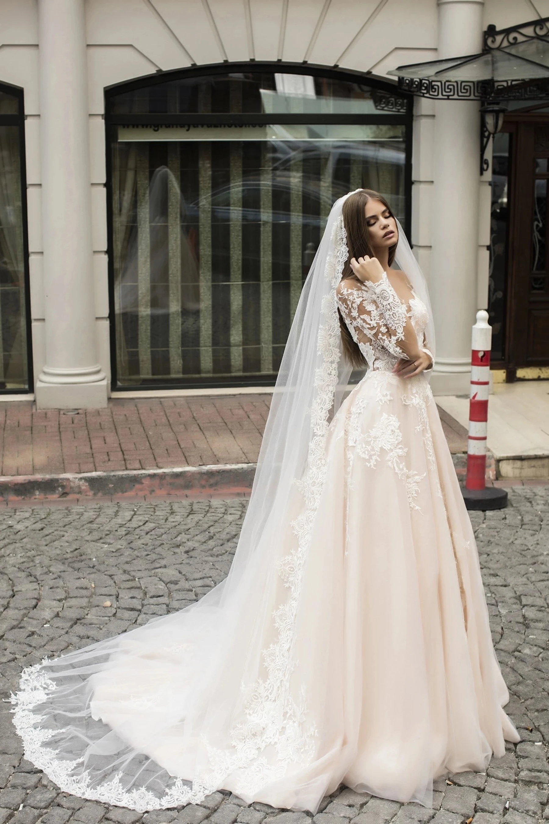 SWEMILE-vestido De novia De encaje bohemio, ilusión larga, corte en A, apliques De manga larga, vestido De novia para playa, bata De boda Bohème De talla grande