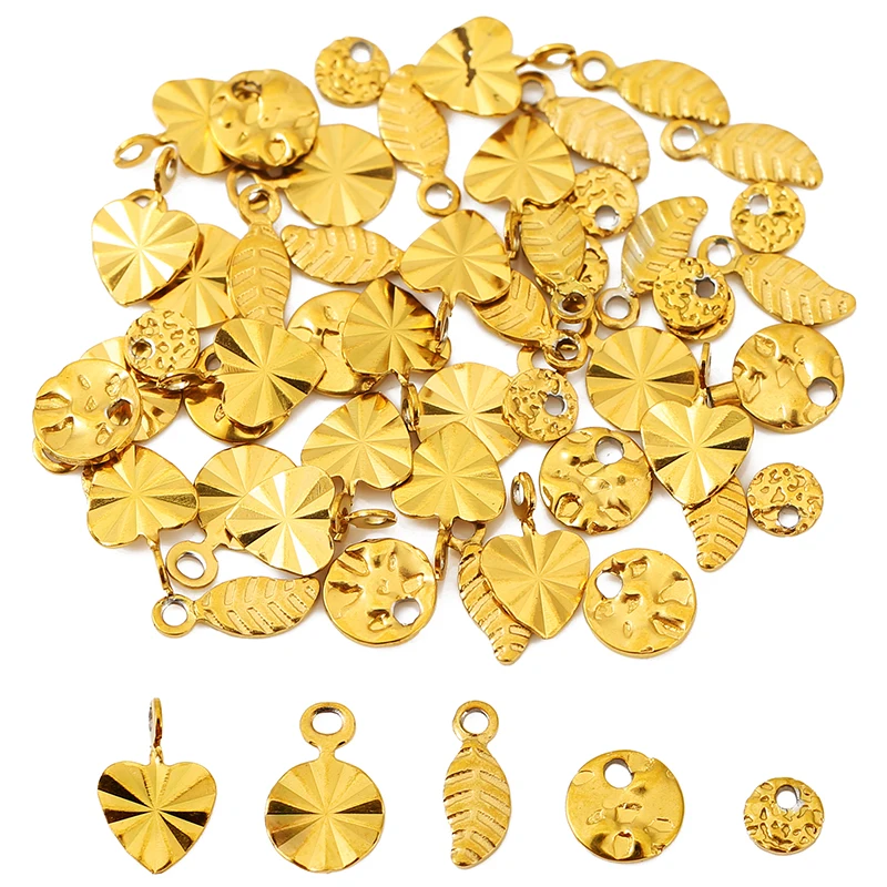30pcs PVD Never Fade Stainless Steel Extension Chain End Beads Necklace Bracelet Heart Leaf Charms For DIY Jewelry Accessories image 4