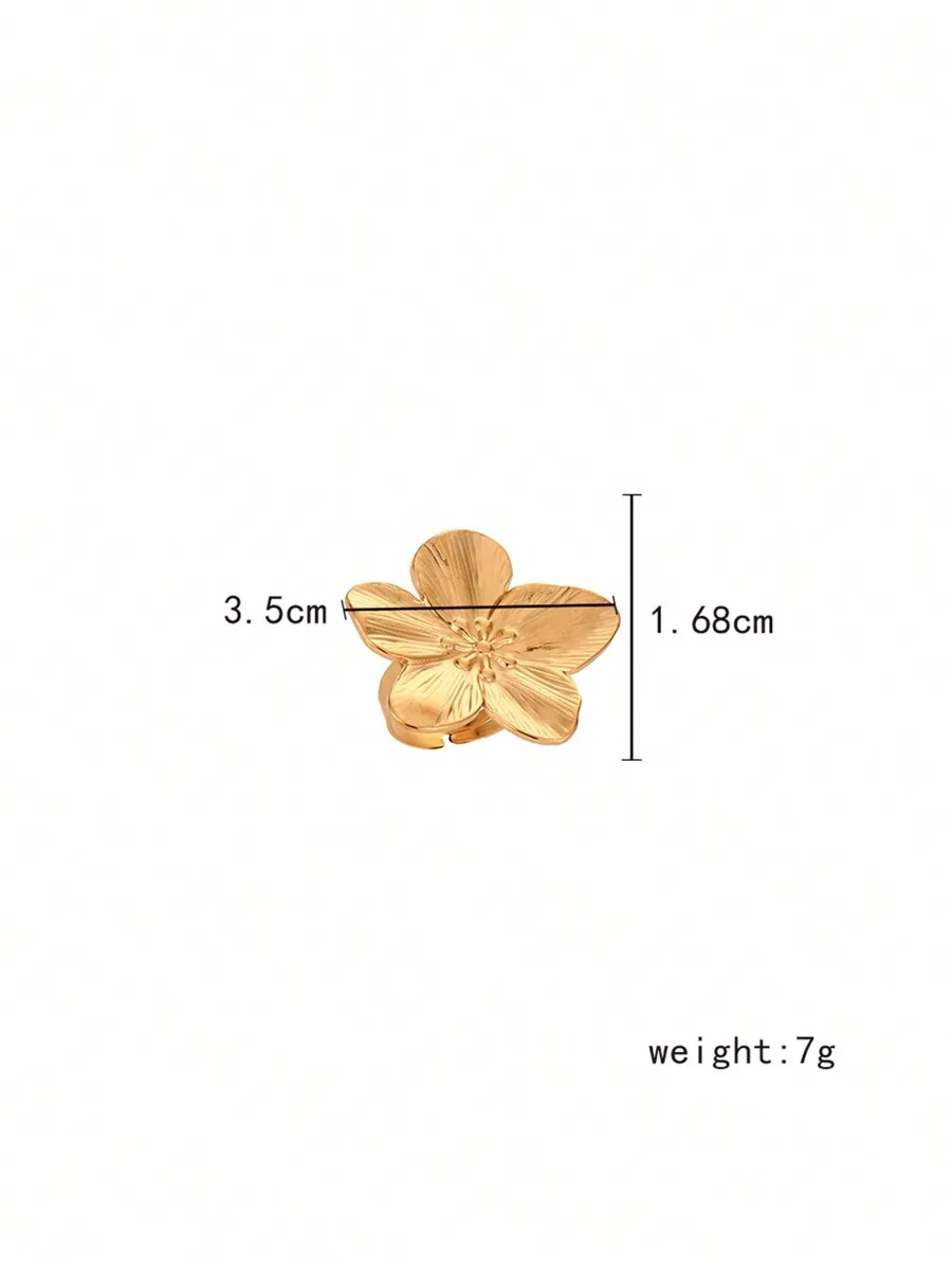 

Adjustable Stainless Steel 5-Petal Flower Ring For Women