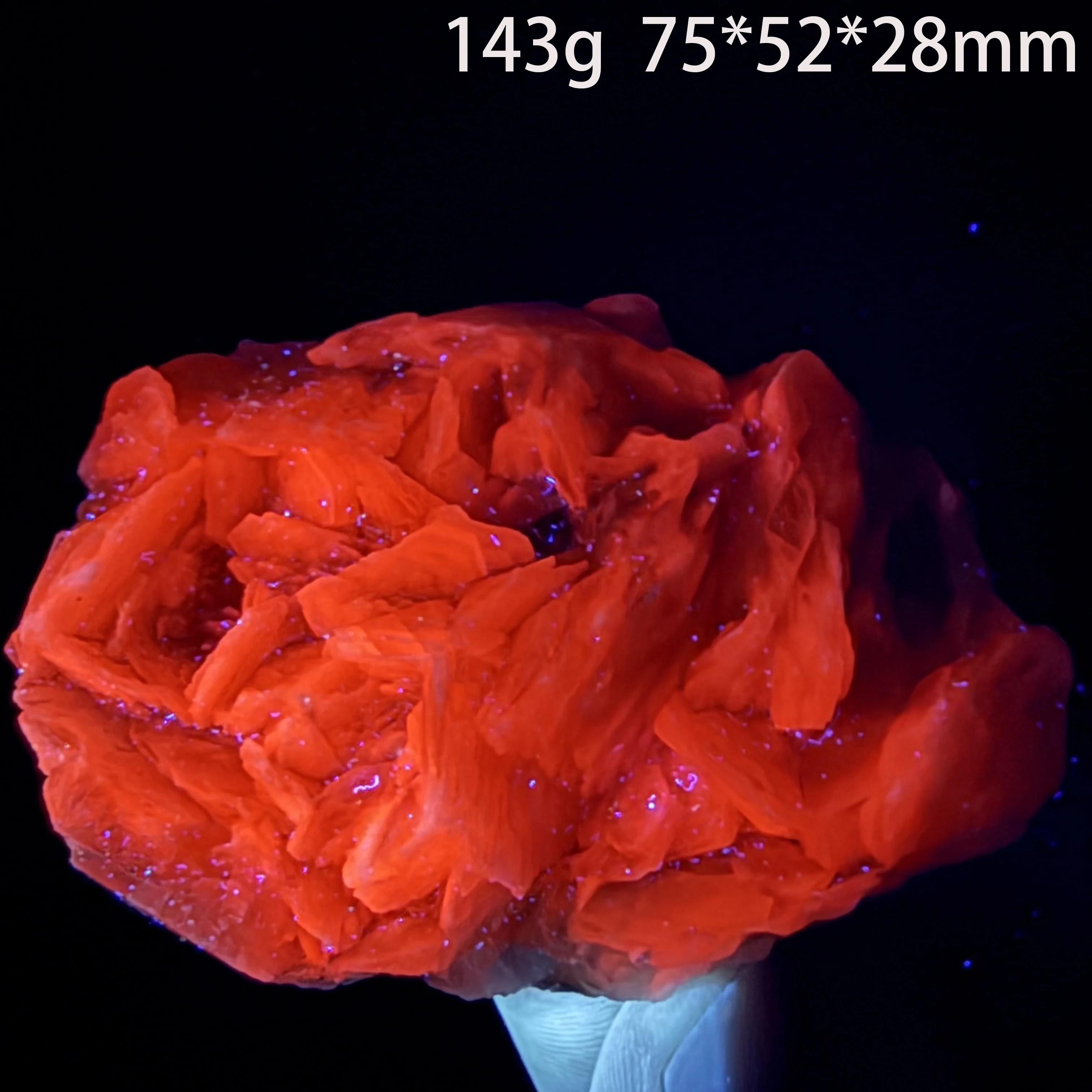 Natural Symbiotic Mineral of Calcite & Fluorite with Fluorescent Light Effect, High-Quality Mineral Crystal Collection O A4-1-9