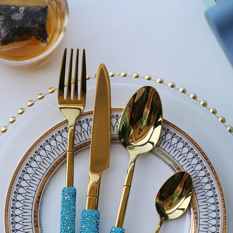 Rhinestone Gold Cutlery 5