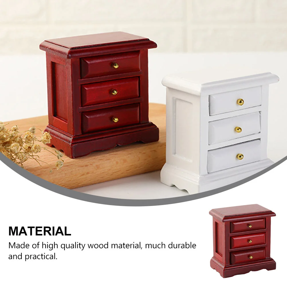 Furniture Dollhouse Chest of Drawers Toys Bedside Table Model Micro Cabinet Mini