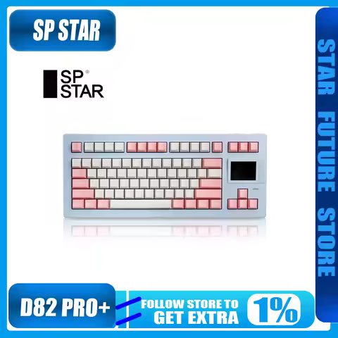 Sp Star D82 Pro+ Mechanical Keyboard 3mode Wireless Bluetooth Display Screen Rgb Custom Hot Swap Gamer Pc Gaming Keyboards Gift